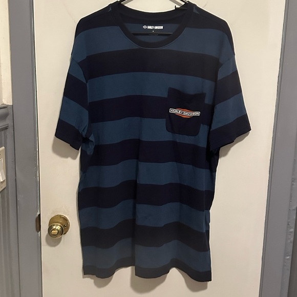 Harley-Davidson Men’s Dirt Track Striped Short Sleeve Pocket Tee - Picture 1 of 5